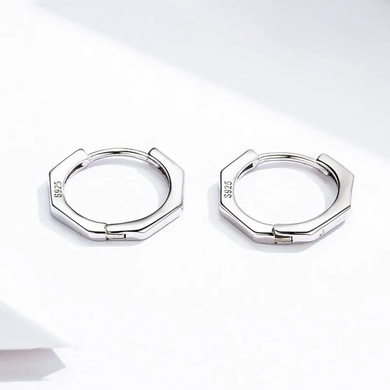 (bilde for) Pandora Style Sølv enkle øredobber Hoop øredobber - SCE622 - Vis 4