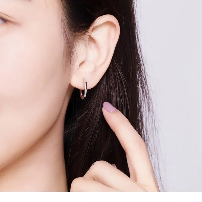 (bilde for) Pandora Style Sølv enkle øredobber Hoop øredobber - SCE622 - Vis 5