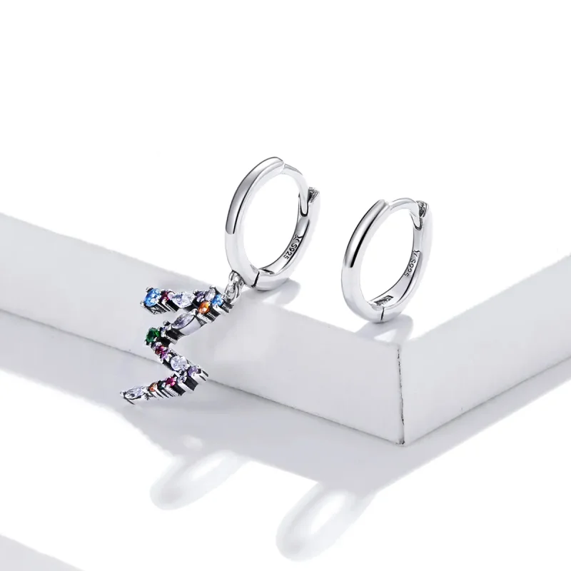 (bilde for) Pandora Style Sølv Fargerike Letter M Dingle øredobber - SCE1031 - Vis 3