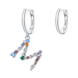 (bilde for) Pandora Style Sølv Fargerike Letter M Dingle øredobber - SCE1031