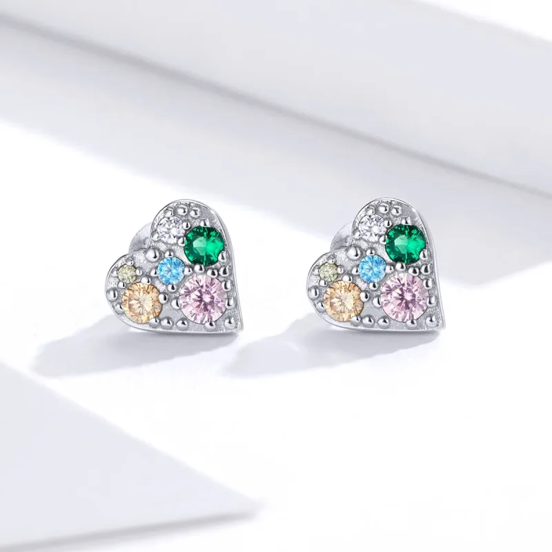 (bilde for) Pandora Style Sølv Fargerike Love Stud øredobber - SCE890 - Vis 2