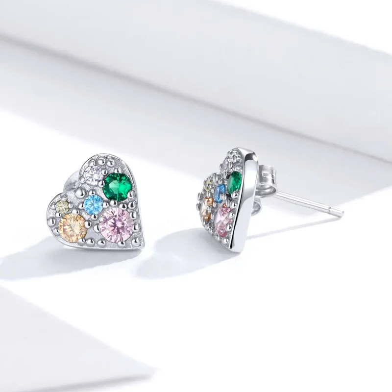 (bilde for) Pandora Style Sølv Fargerike Love Stud øredobber - SCE890 - Vis 3