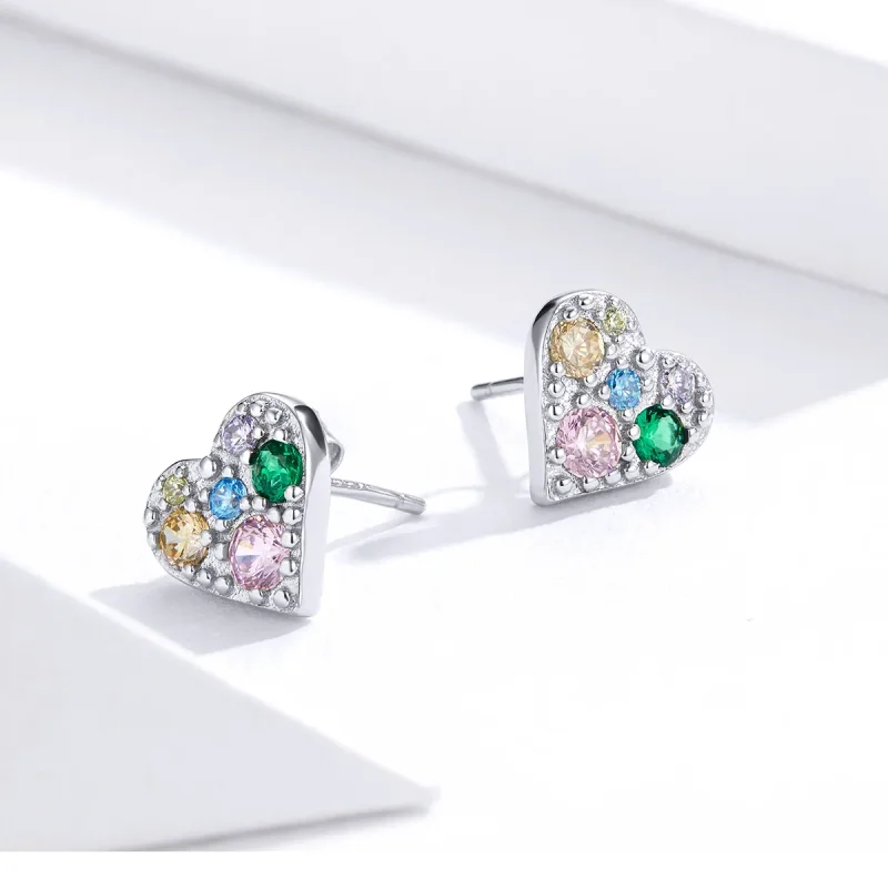 (bilde for) Pandora Style Sølv Fargerike Love Stud øredobber - SCE890 - Vis 4