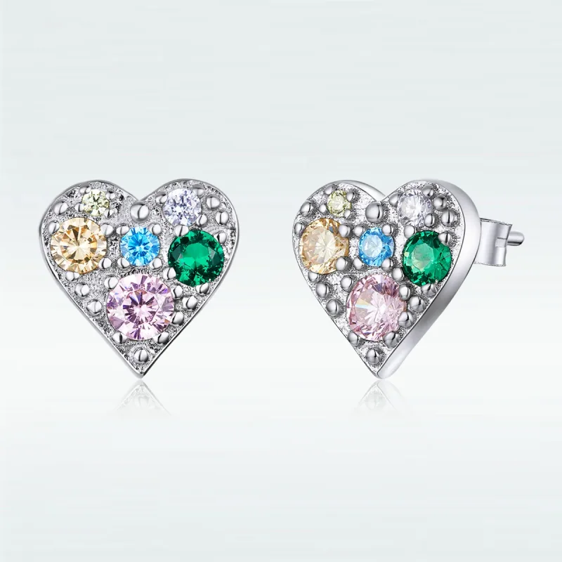 (bilde for) Pandora Style Sølv Fargerike Love Stud øredobber - SCE890 - Vis 5