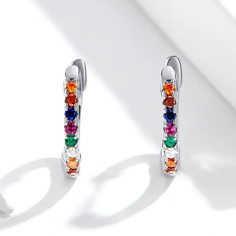 (bilde for) Pandora Style Sølv Fargerike Zircon Hoop øredobber - SCE721 - Vis 2