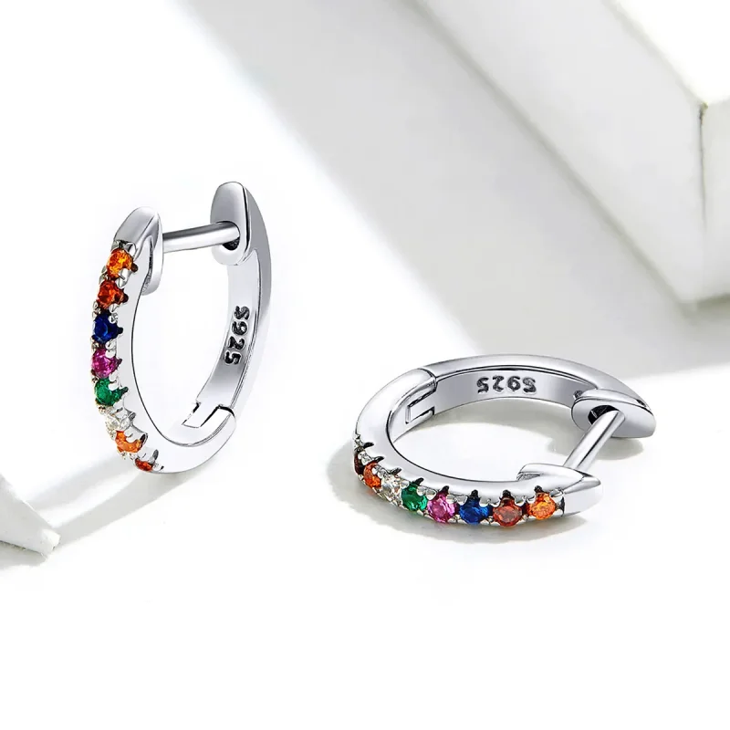 (bilde for) Pandora Style Sølv Fargerike Zircon Hoop øredobber - SCE721 - Vis 5