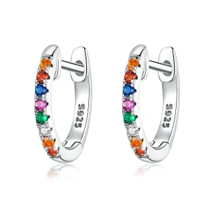 (bilde for) Pandora Style Sølv Fargerike Zircon Hoop øredobber - SCE721