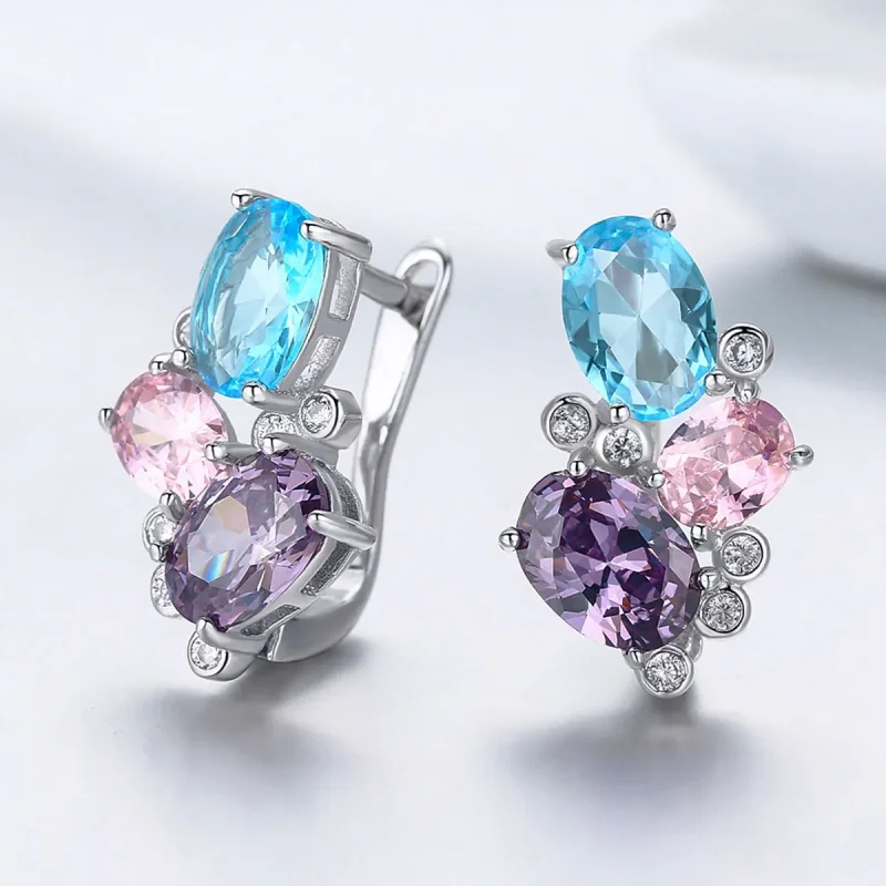 (bilde for) Pandora Style Sølv Fargerike Zirkon øredobber - SCE579 - Vis 3