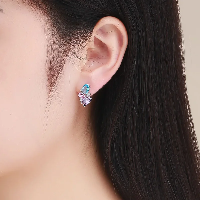 (bilde for) Pandora Style Sølv Fargerike Zirkon øredobber - SCE579 - Vis 4
