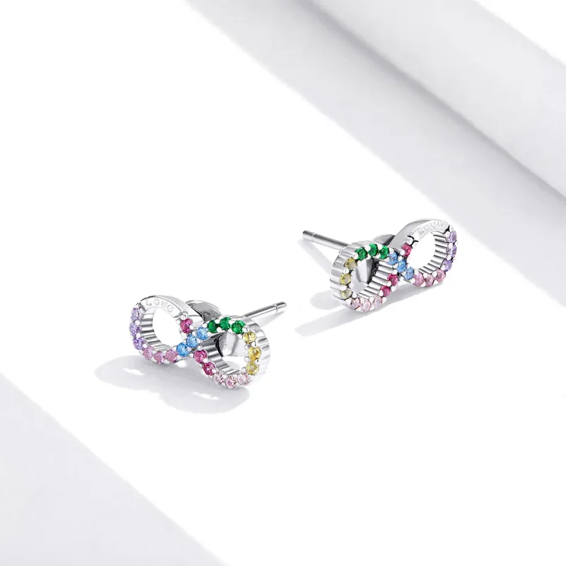 (bilde for) Pandora Style Sølv Fargerikt Symbol for Infinity Stud øredobber - SCE893 - Vis 4