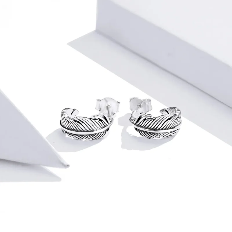 (bilde for) Pandora Style Sølv Fjær Hoop øredobber - SCE923 - Vis 2