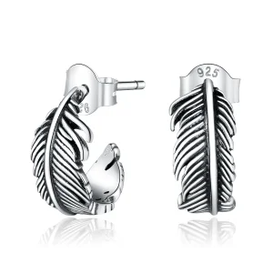 (bilde for) Pandora Style Sølv Fjær Hoop øredobber - SCE923
