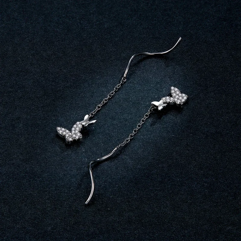 (bilde for) Pandora Style Sølv Flyvende Sommerfugler Dingle øredobber - BSE436 - Vis 5