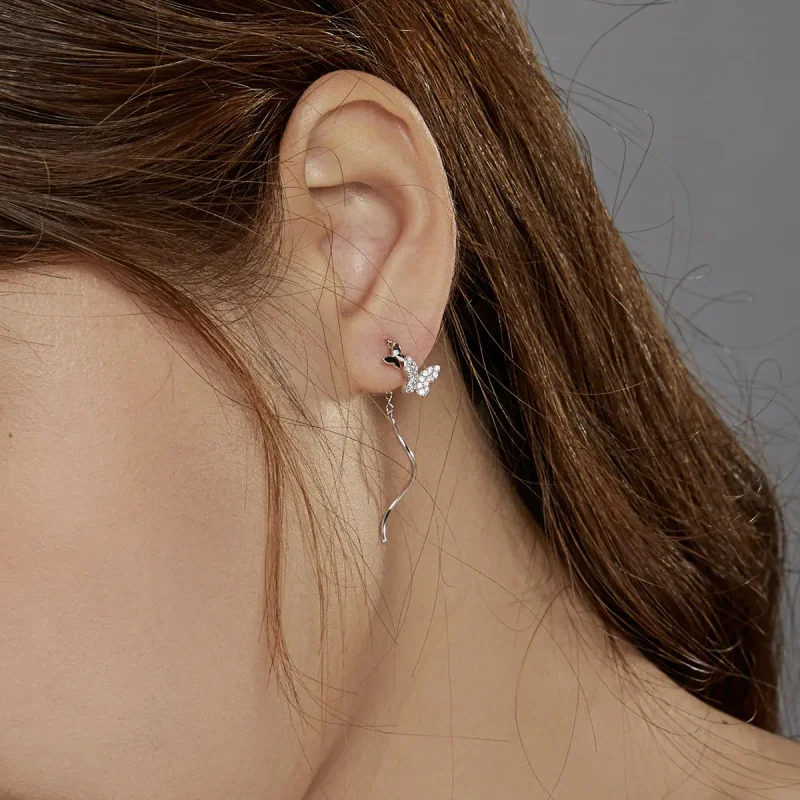 (bilde for) Pandora Style Sølv Flyvende Sommerfugler Dingle øredobber - BSE436 - Vis 8