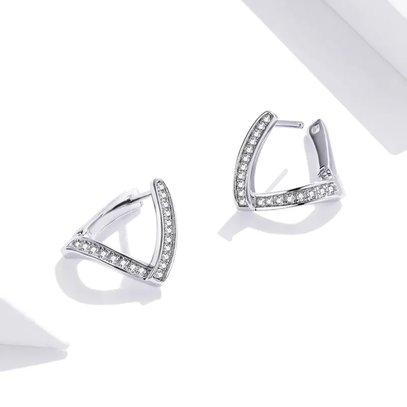 (bilde for) Pandora Style Sølv Geometriske Hoop Øredobber - SCE975 - Vis 2
