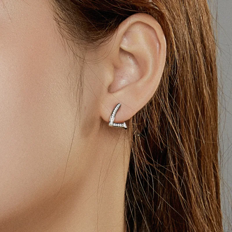 (bilde for) Pandora Style Sølv Geometriske Hoop Øredobber - SCE975 - Vis 7