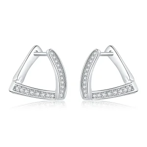 (bilde for) Pandora Style Sølv Geometriske Hoop Øredobber - SCE975
