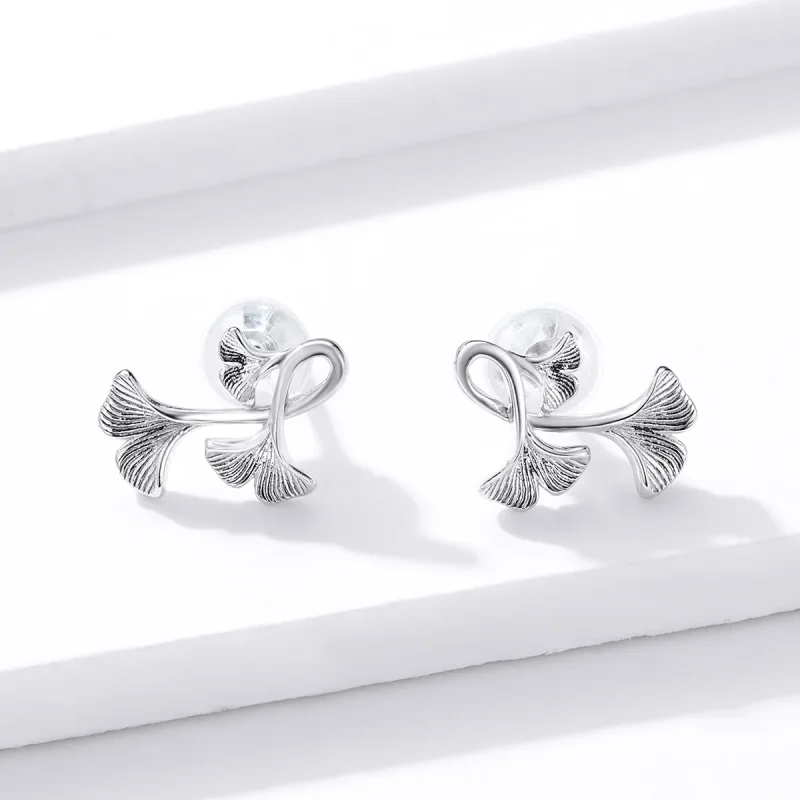 (bilde for) Pandora Style sølv Ginkgo Leaf øredobber - BSE328 - Vis 2