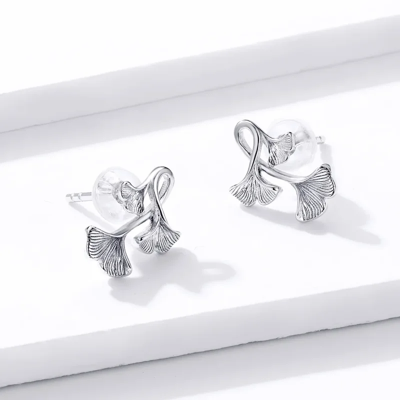 (bilde for) Pandora Style sølv Ginkgo Leaf øredobber - BSE328 - Vis 3