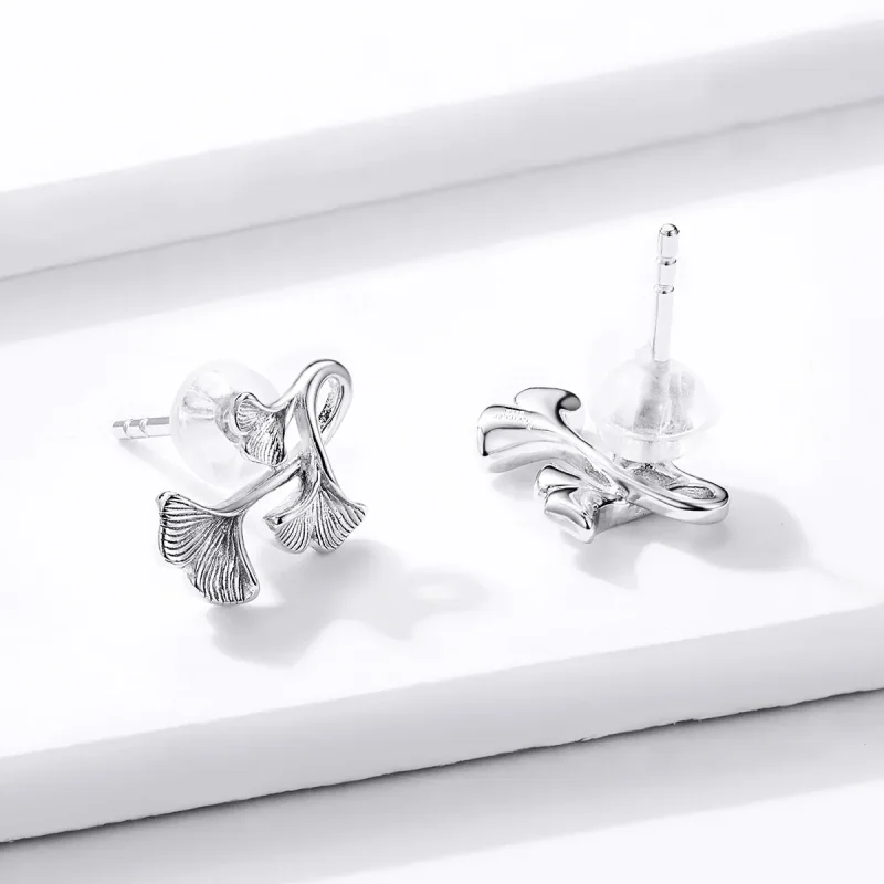 (bilde for) Pandora Style sølv Ginkgo Leaf øredobber - BSE328 - Vis 4