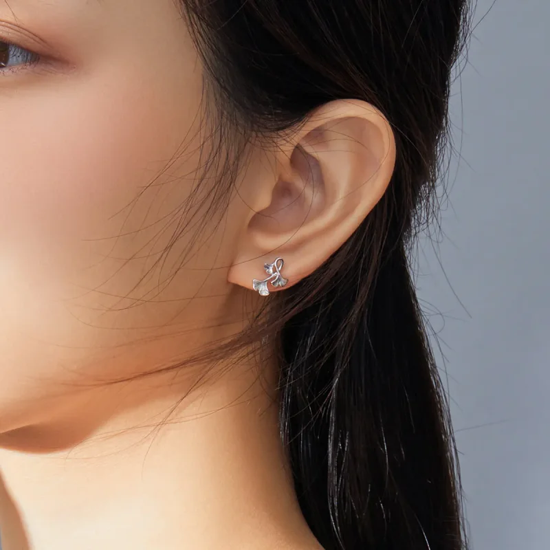 (bilde for) Pandora Style sølv Ginkgo Leaf øredobber - BSE328 - Vis 5