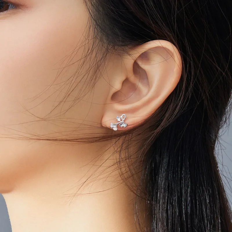 (bilde for) Pandora Style sølv Ginkgo Leaf øredobber - BSE328 - Vis 6