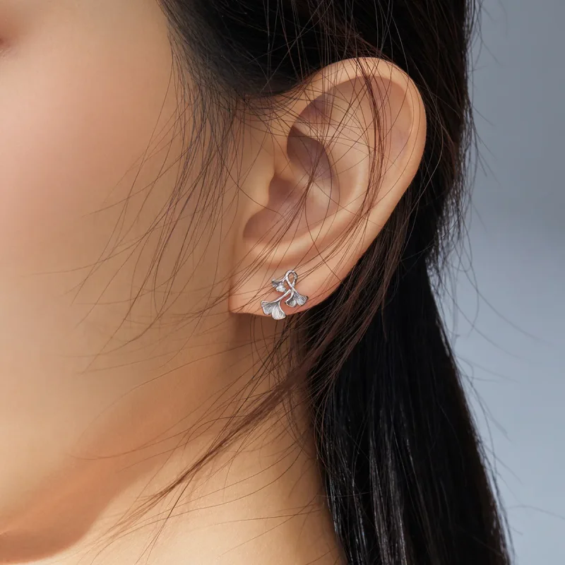 (bilde for) Pandora Style sølv Ginkgo Leaf øredobber - BSE328 - Vis 7