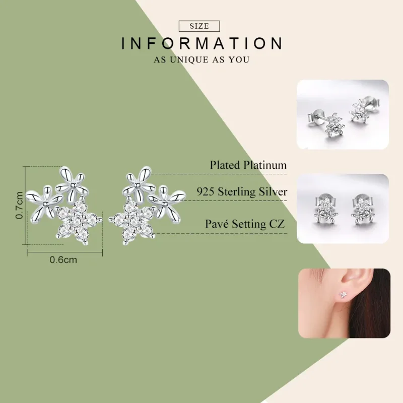 (bilde for) Pandora Style sølv Gypsophila øredobber - BSE030 - Vis 7