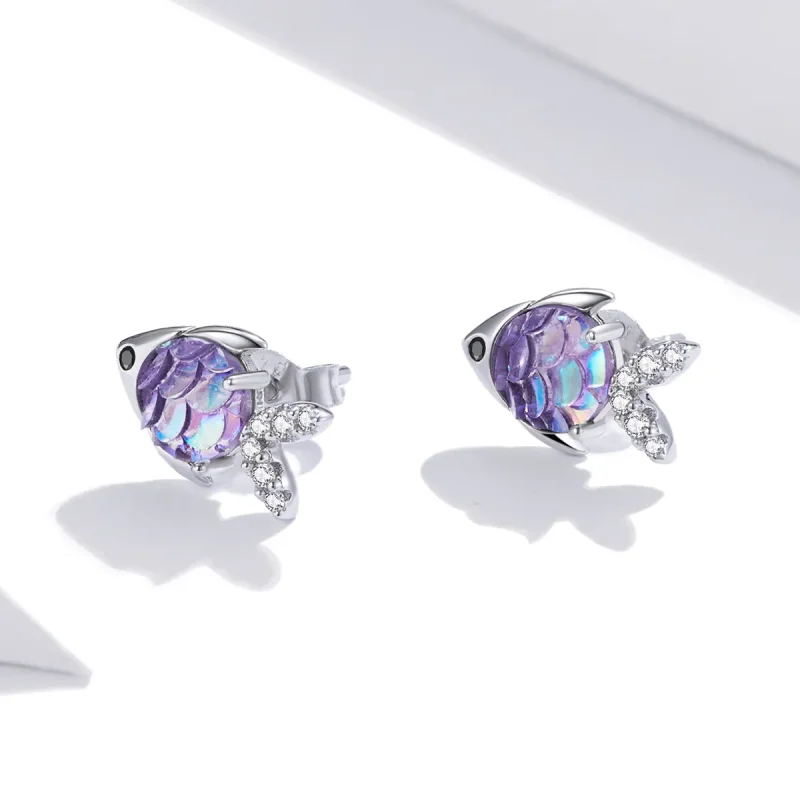 (bilde for) Pandora Style Sølv Happy Little Fish Stud øredobber - SCE1028 - Vis 2