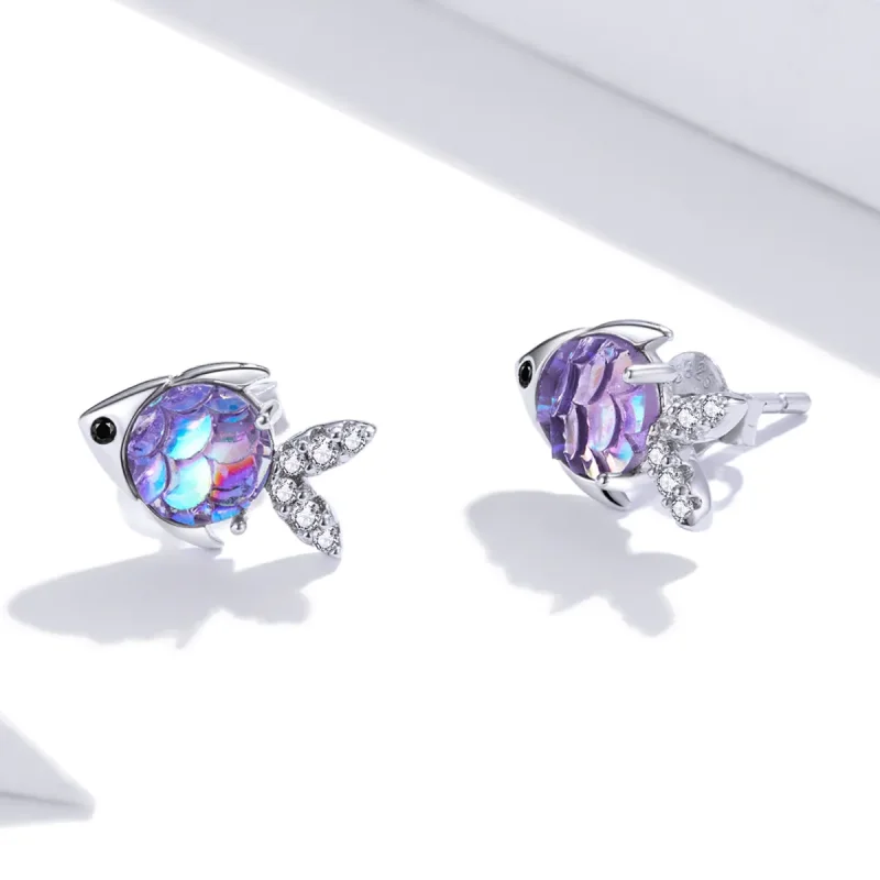 (bilde for) Pandora Style Sølv Happy Little Fish Stud øredobber - SCE1028 - Vis 3