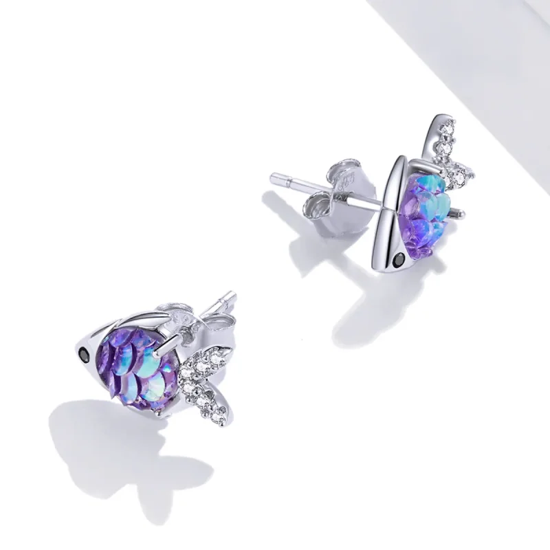 (bilde for) Pandora Style Sølv Happy Little Fish Stud øredobber - SCE1028 - Vis 4