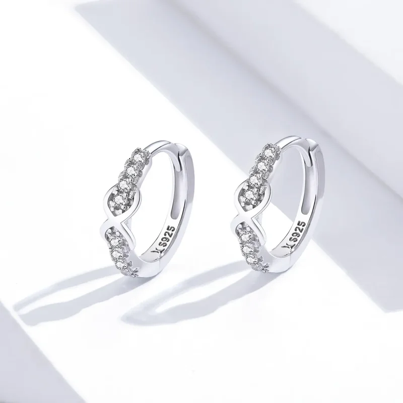 (bilde for) Pandora Style Sølv Infinity Symbol Hoop øredobber - SCE872 - Vis 2