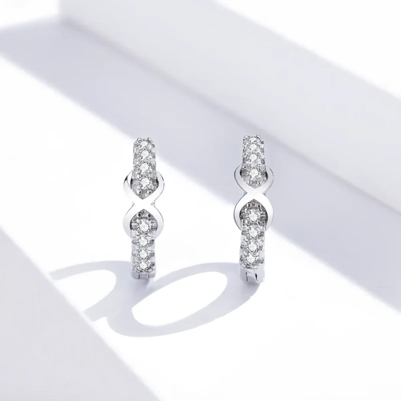 (bilde for) Pandora Style Sølv Infinity Symbol Hoop øredobber - SCE872 - Vis 4