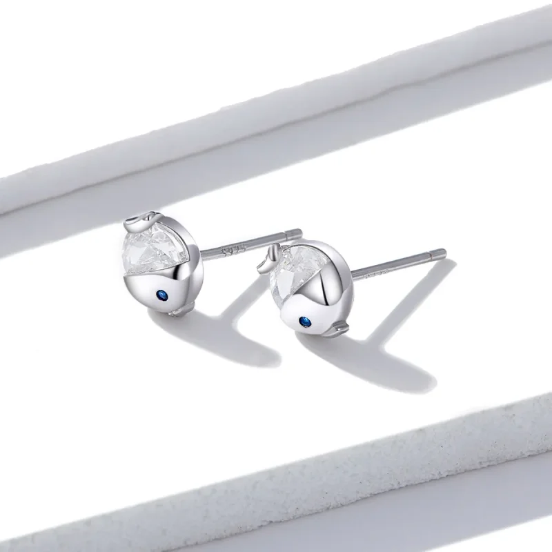 (bilde for) Pandora Style Sølv kyssende Fish Stud øredobber - BSE204 - Vis 2