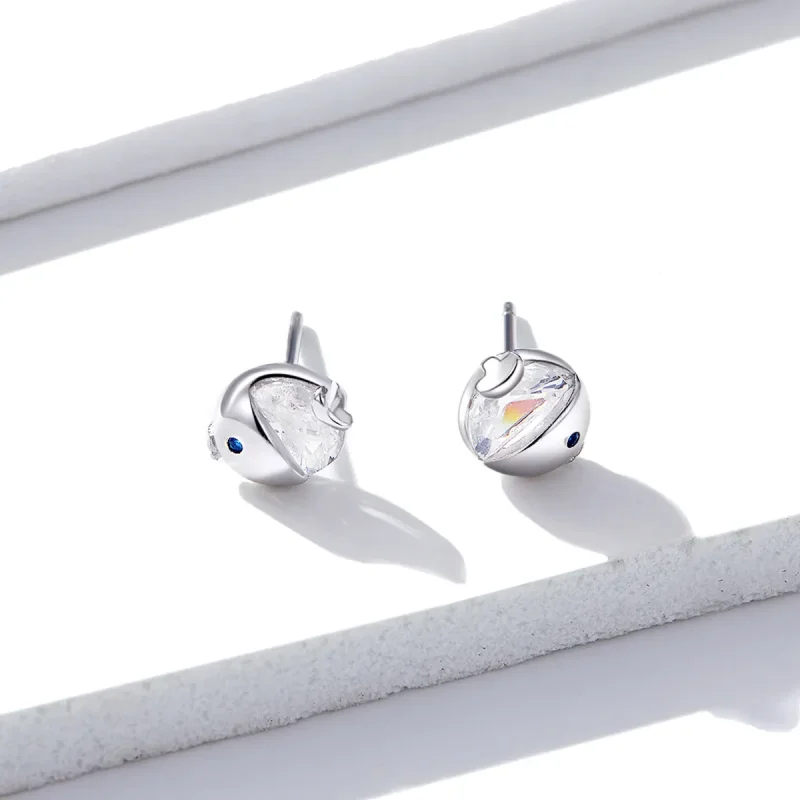 (bilde for) Pandora Style Sølv kyssende Fish Stud øredobber - BSE204 - Vis 4