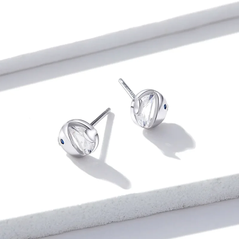 (bilde for) Pandora Style Sølv kyssende Fish Stud øredobber - BSE204 - Vis 5