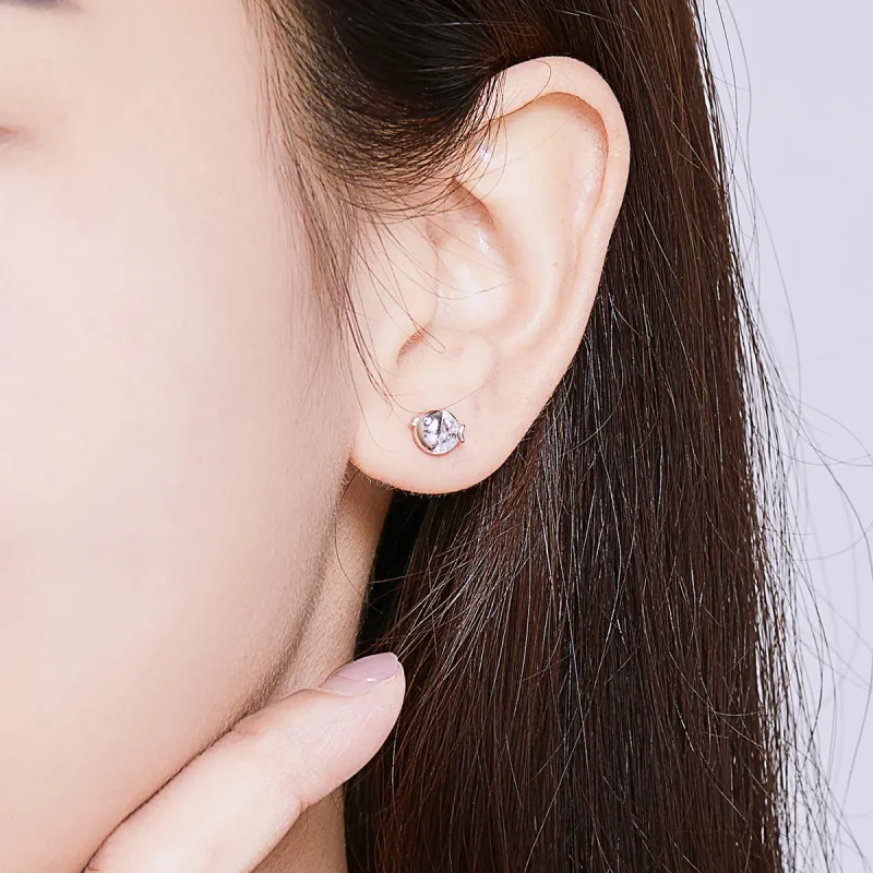 (bilde for) Pandora Style Sølv kyssende Fish Stud øredobber - BSE204 - Vis 6