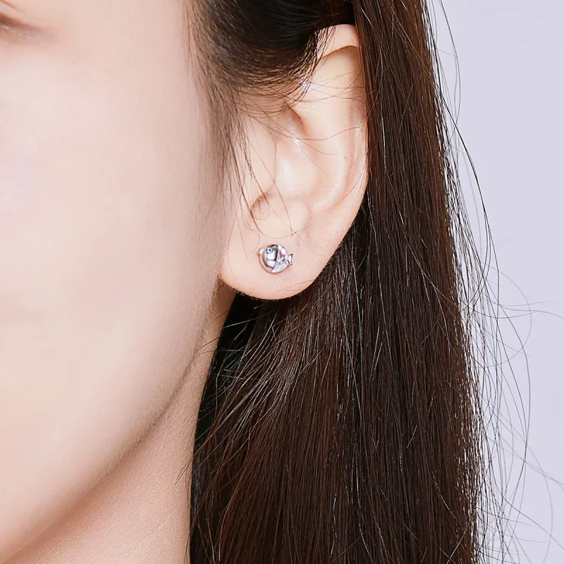 (bilde for) Pandora Style Sølv kyssende Fish Stud øredobber - BSE204 - Vis 8