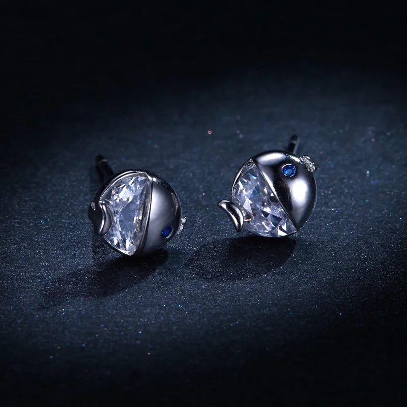 (bilde for) Pandora Style Sølv kyssende Fish Stud øredobber - BSE204 - Vis 9