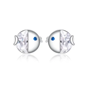 (bilde for) Pandora Style Sølv kyssende Fish Stud øredobber - BSE204
