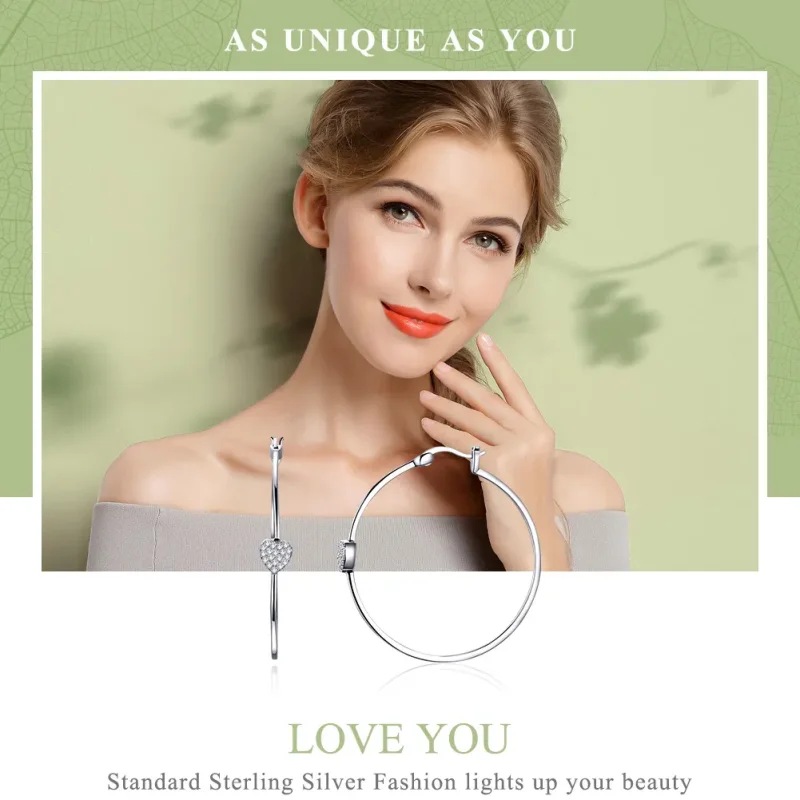 (bilde for) Pandora Style Sølv Love You Hoop øredobber - SCE518 - Vis 2