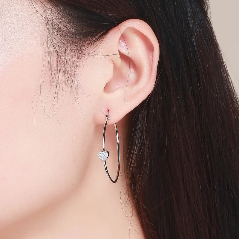 (bilde for) Pandora Style Sølv Love You Hoop øredobber - SCE518 - Vis 4