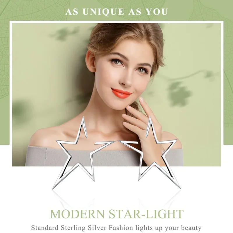 (bilde for) Pandora Style Sølv Moderne Star Stud øredobber - SCE107 - Vis 2