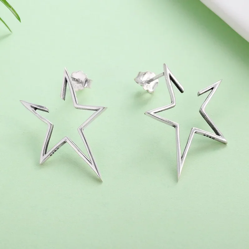 (bilde for) Pandora Style Sølv Moderne Star Stud øredobber - SCE107 - Vis 4