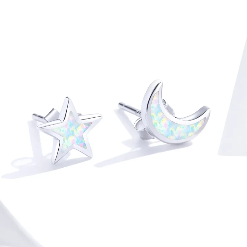 (bilde for) Pandora Style Sølv Moon And Star Stud øredobber - SCE875 - Vis 2