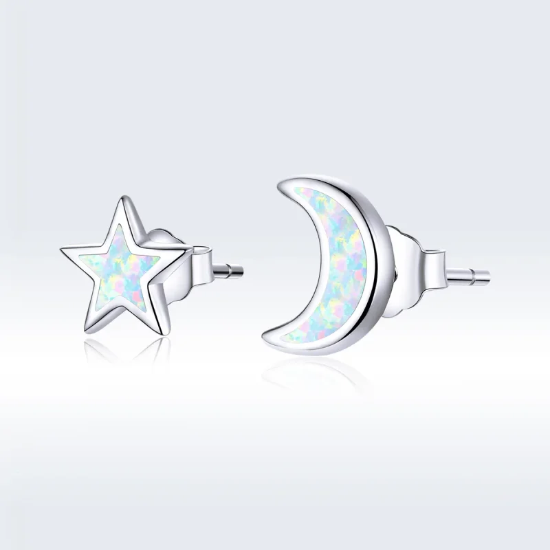 (bilde for) Pandora Style Sølv Moon And Star Stud øredobber - SCE875 - Vis 5