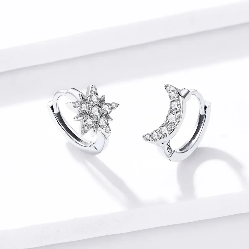 (bilde for) Pandora Style Sølv Moon & Star Hoop øredobber - BSE289 - Vis 5