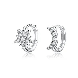 (bilde for) Pandora Style Sølv Moon & Star Hoop øredobber - BSE289