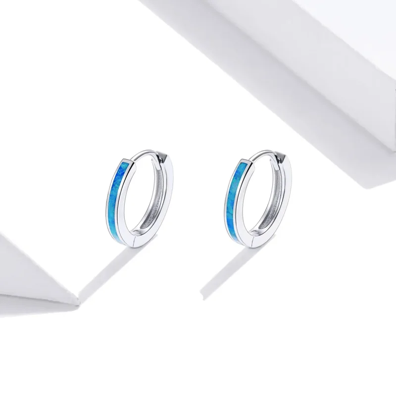 (bilde for) Pandora Style Sølv Opal Hoop Øredobber - SCE992 - Vis 2