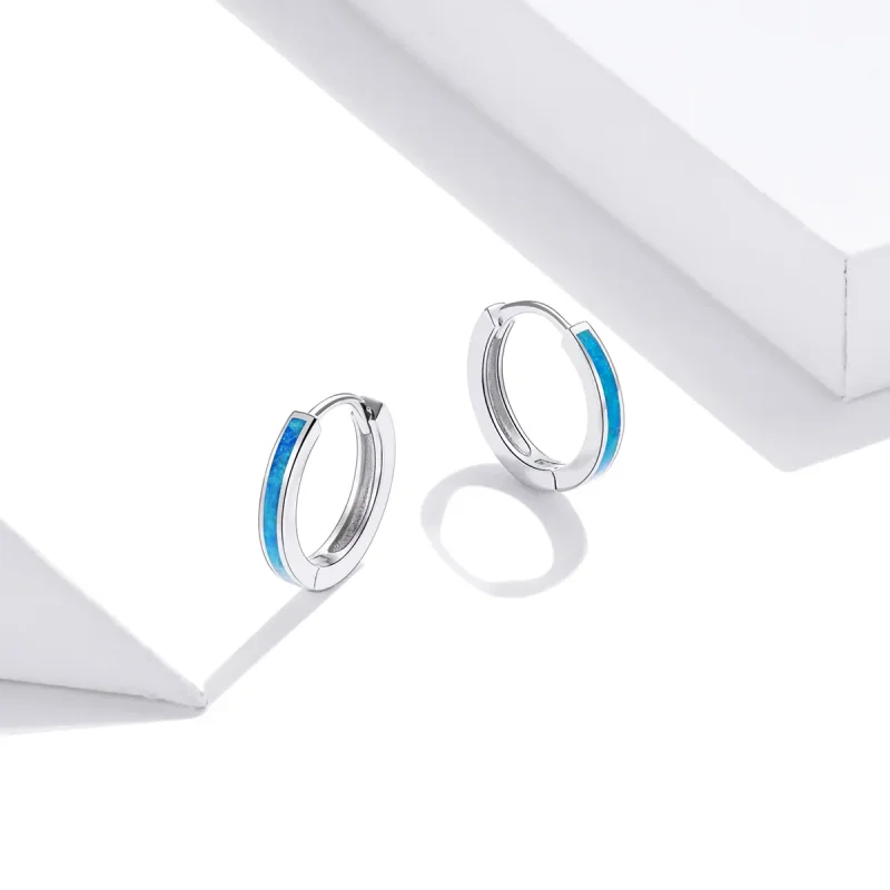 (bilde for) Pandora Style Sølv Opal Hoop Øredobber - SCE992 - Vis 3
